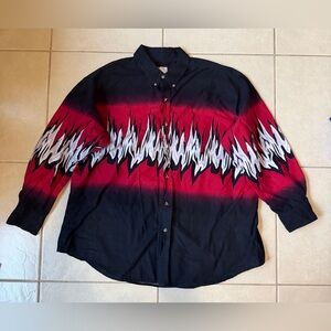 Vintage 90s 3XL Western Express Rider Ombré Flames Rodeo Rockabilly Cowboy